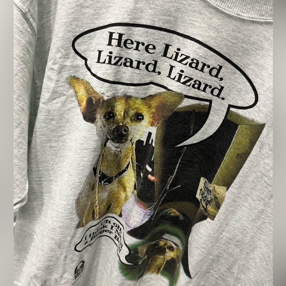 Vintage Taco Bell Chihuahua, Godzilla shirt